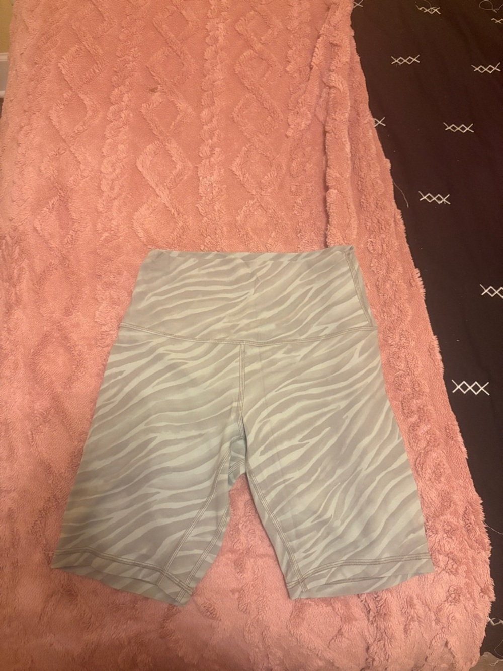 Lululemon High-Waist Light Gray Zebra Print Bike Shorts